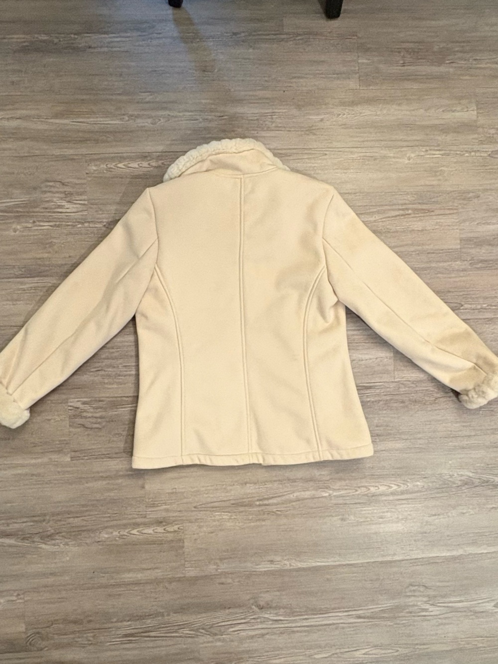 croft & barrow Cream Faux-Shearling Collar Jacket - Picture 2 of 2